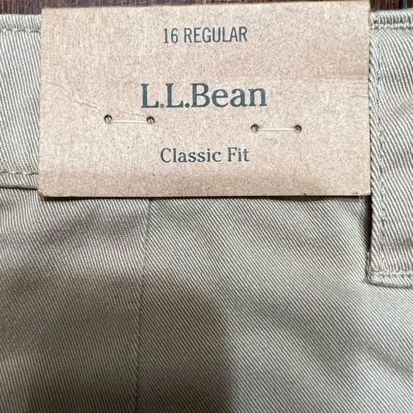 LL Bean Easy Pants Stretch Twill Khaki Pants Sz 16 NWT - Picture 10 of 12